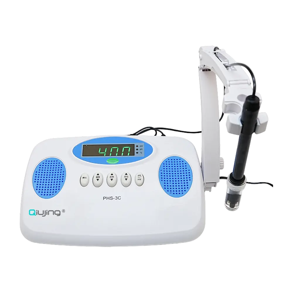 Qiujing IP54 กันฝุ่นไร้สายบลูทูธ 4 มาตรฐานการปฏิบัติตาม Splashproof Bentchtop PH Meter PHS-3C